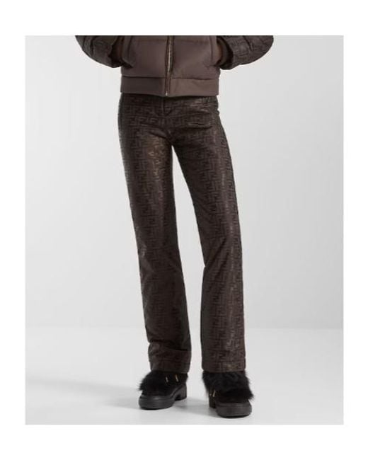 Fendi Brown Ff Jacquard High-Waist Ski Trousers