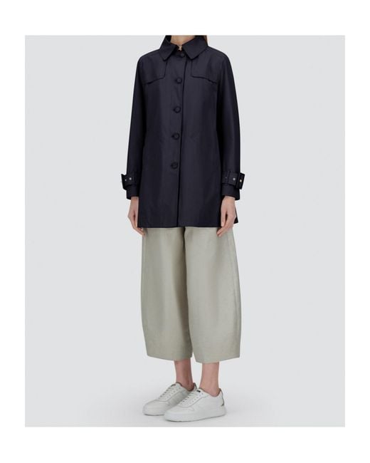 Herno Blue Long Sleeved Buttoned Trench Coat