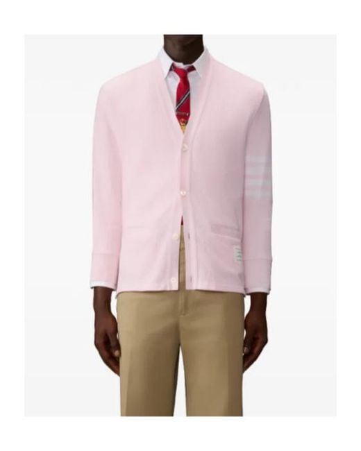 Thom Browne Pink Textured Pique Cardigan for men