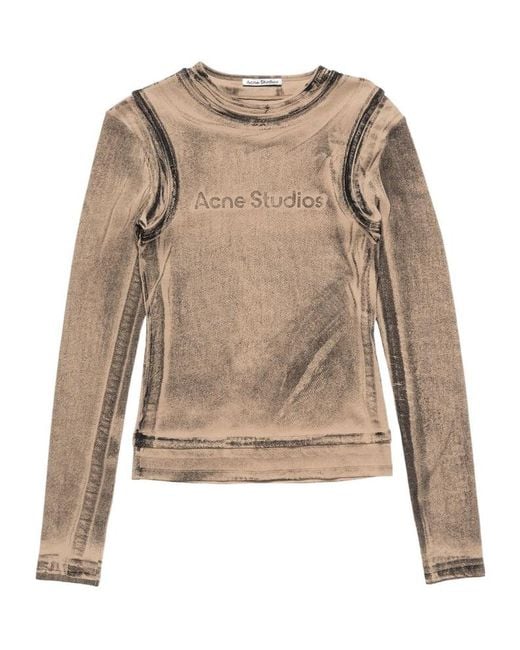 Acne Natural Multi-Layer Printed T-Shirt