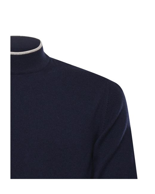 Eleventy Blue Mock Neck Sweater for men