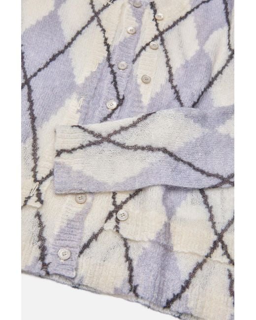 Acne Gray Diamond-Pattern Mohair Cardigan