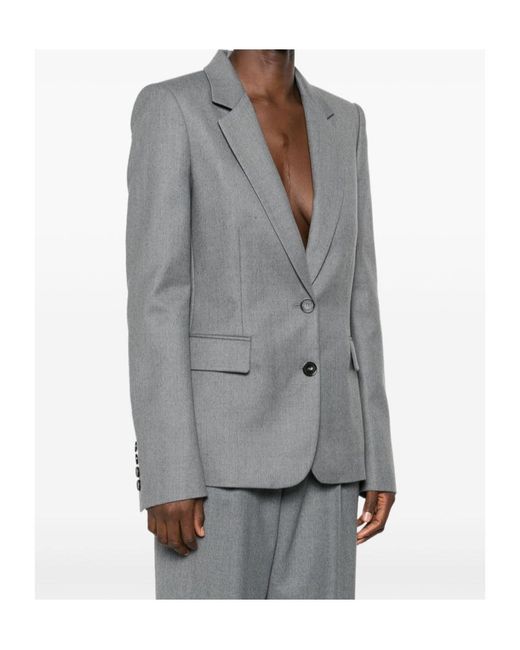 Stella McCartney Gray Single-Breasted Tailored Blazer