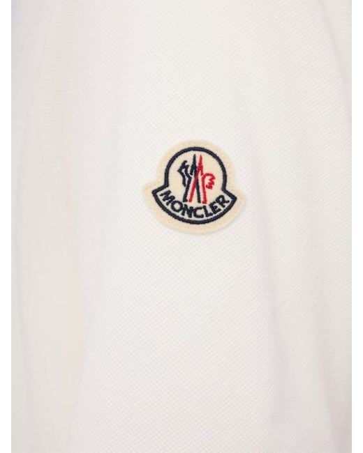 Moncler White Tricolor-Trimmed Cotton Polo Shirt for men