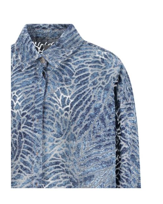GIUSEPPE DI MORABITO Blue Long Sleeved Patterned Shirt