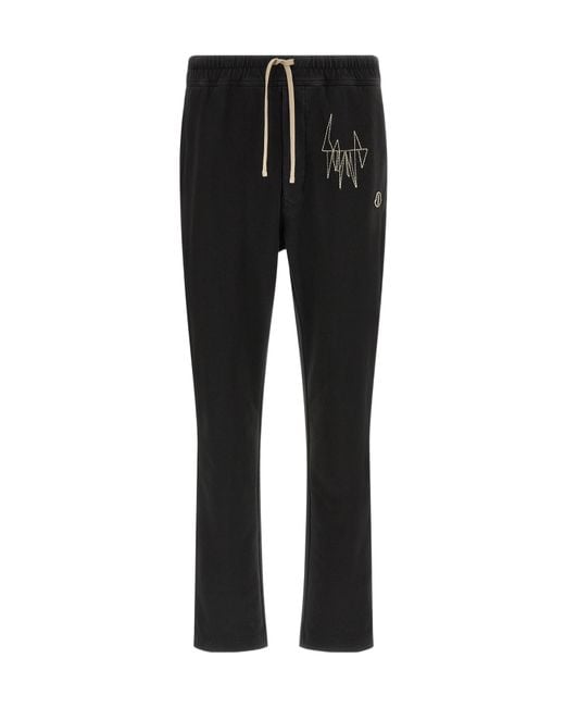 Moncler Black Embroidered Skinny Track Pants for men