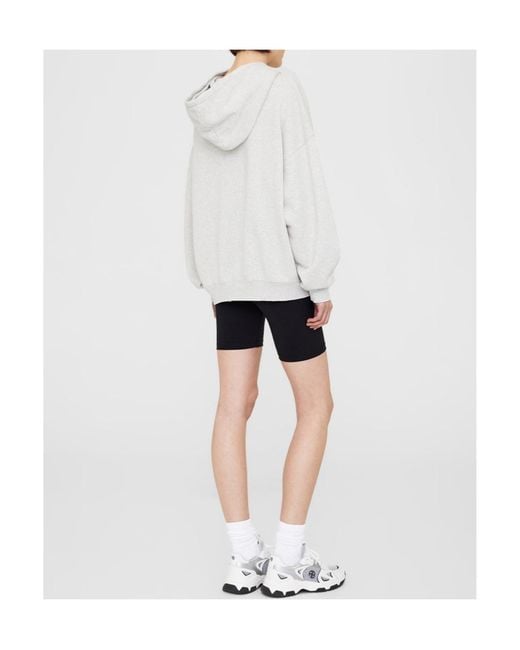 Anine Bing White Harvey Distressed Logo Printed Hoodie