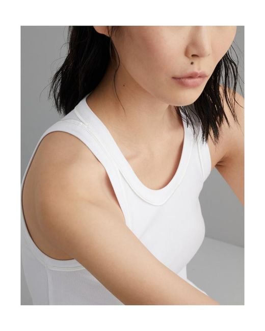 Brunello Cucinelli White Stretched Ribbed Jersey Top