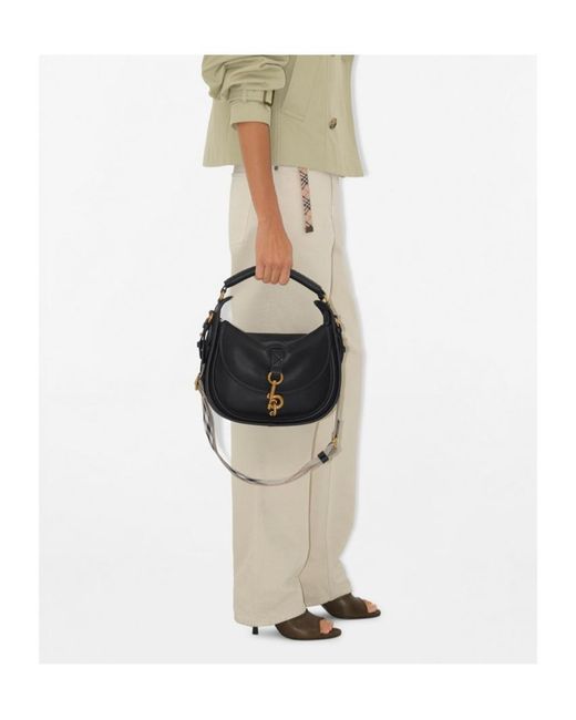 Burberry Black Small B Clip Foldover-Top Crossbody Bag
