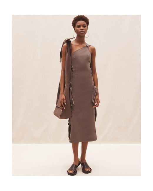 Jacquemus Brown Zip-Detail Midi Dress