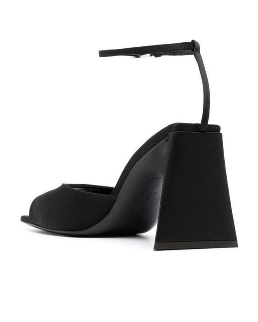 The Attico Black The Piper Square Toe Satin Sandals