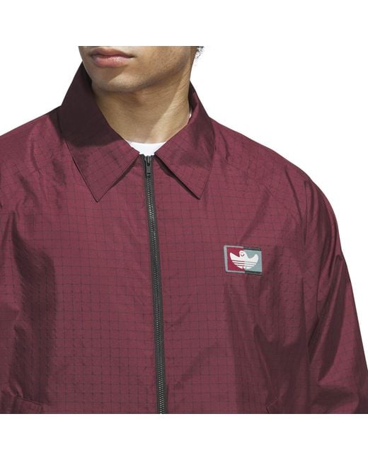 Adidas Originals Purple Checkered Collared Zipup Jacket for men