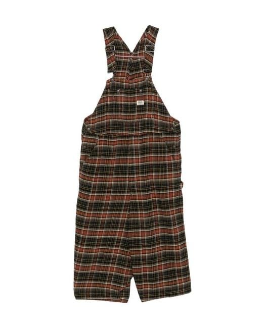 R13 Brown Plaid Overalls