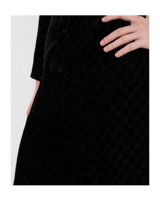 Gucci Black Gg Stretch Velvet Devoré Pants for men