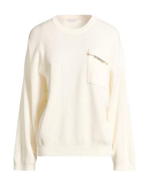 Brunello Cucinelli White Solidcolor Ribknit Sweater