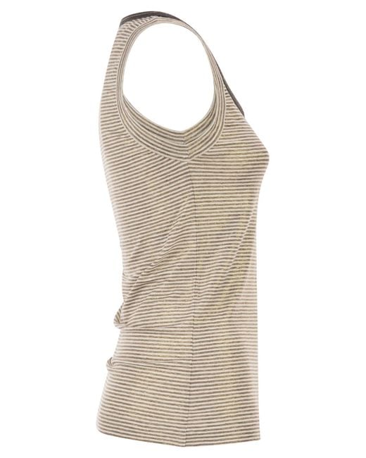 Brunello Cucinelli Natural Striped Tank Top
