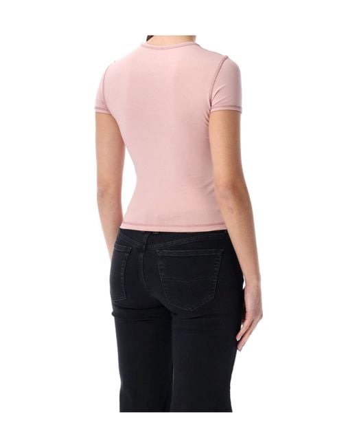 DIESEL Pink Heart Printed Crewneck T-Shirt