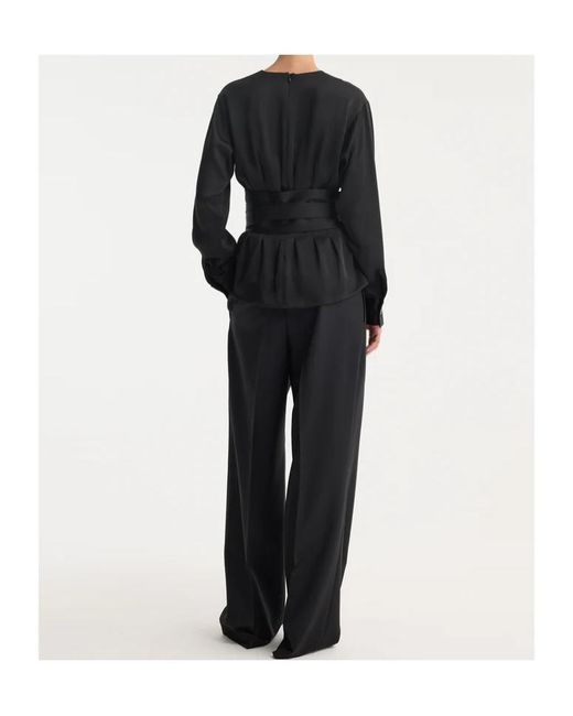 Rohe Black Crew Neck Pleated Blouse