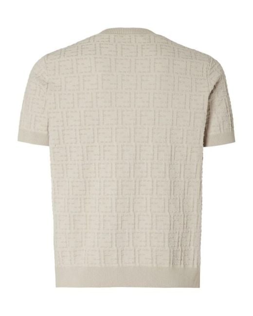 Fendi White Monogram Short-Sleeve Knitted Sweater for men