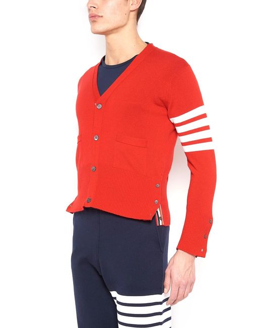 Thom Browne Red Long-Sleeved Sweater for men