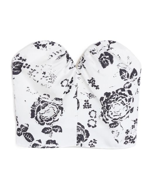 Max Mara White Printed Silk Corset Top
