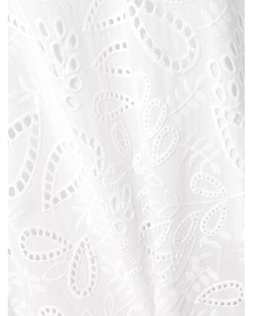 Saloni White Minimalist Embroidered Dress