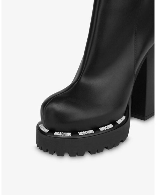 Moschino Black 160Mm Platform Leather Boots