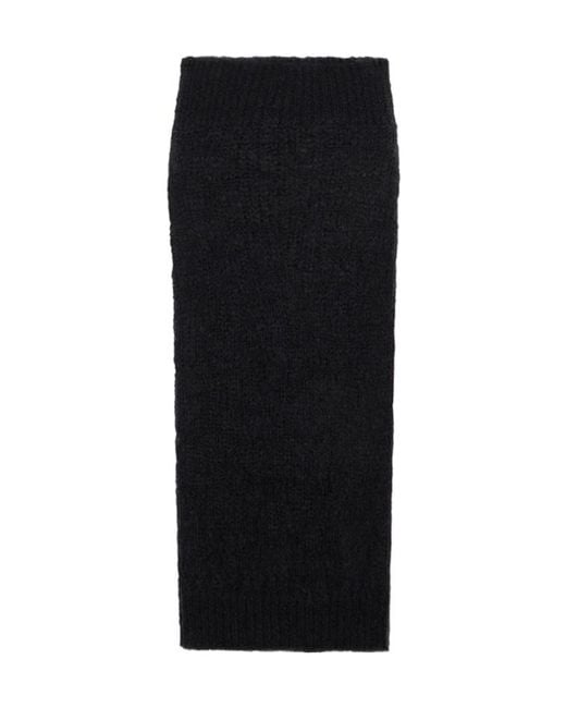 Blumarine Black Brushed Knitted Maxi Skirt