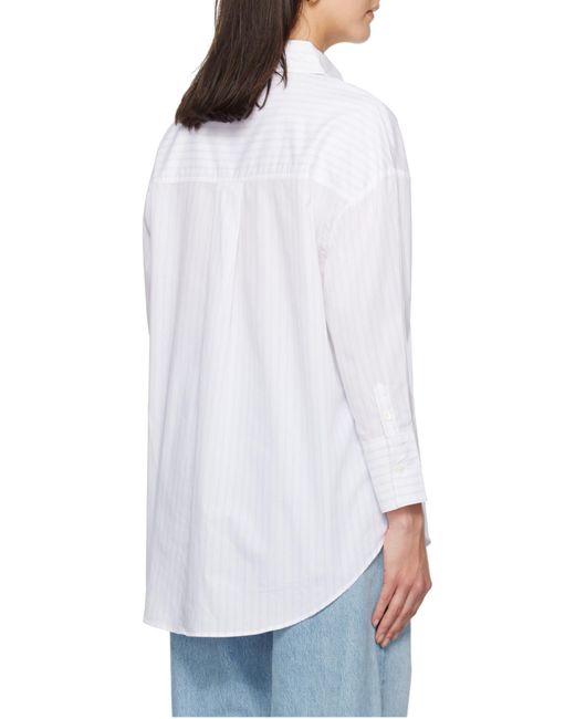 Anine Bing White Mika Striped Shirt