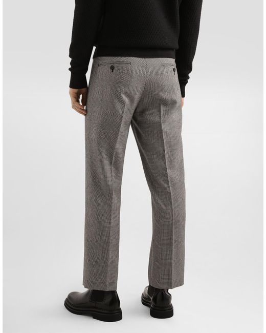 Dolce & Gabbana Gray Pleat Detailed Straight-Leg Trousers for men