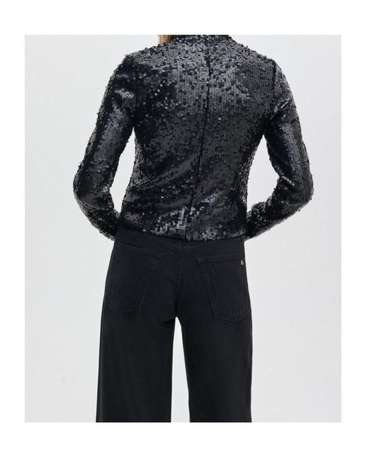 Rag & Bone Black Lucy Sequined Turtleneck Top