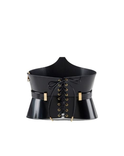 Elisabetta Franchi Black Bustier-Style Leather Belt