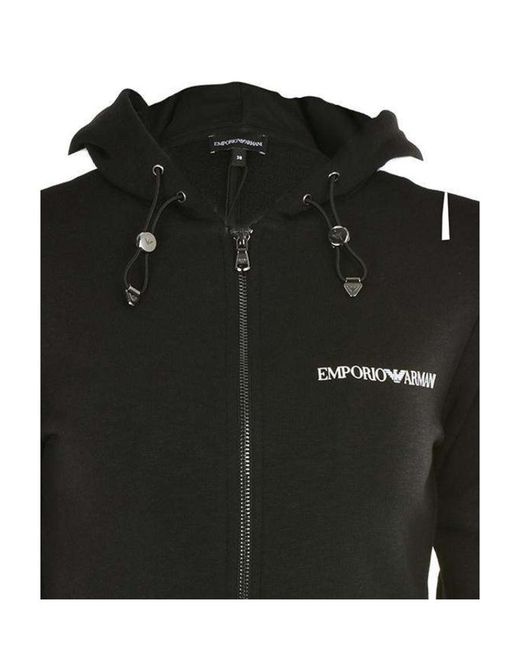 Emporio Armani Black Logo Hooded Casual Coat