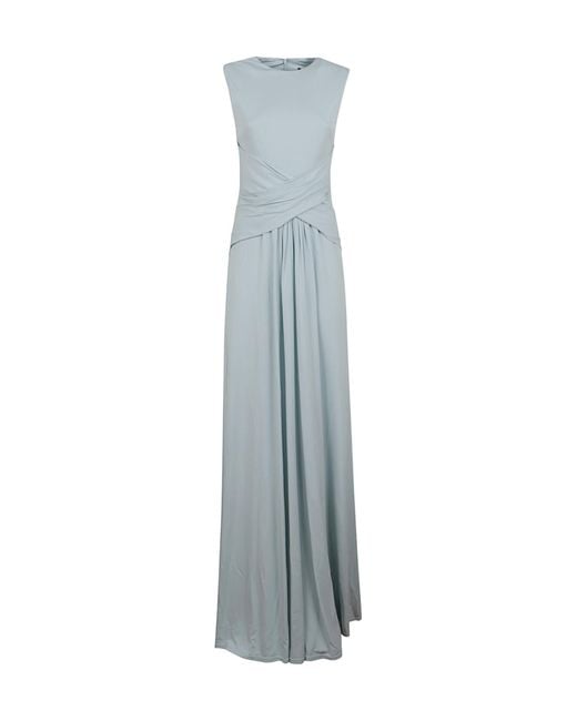 Roland Mouret Blue Draped Maxi Dress