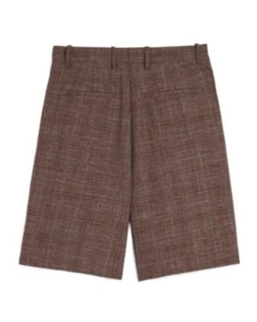 Jil Sander Brown Pleated Check Shorts for men