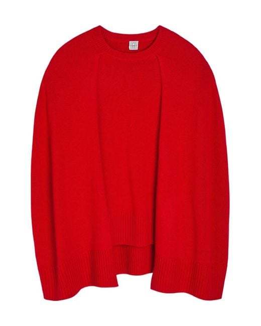 Totême Red Cape-Effect Cashmere Jumper
