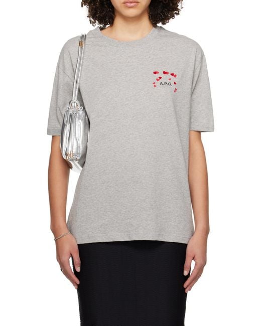A.P.C. Gray T-Shirt With Round Neck And Short Sleeves