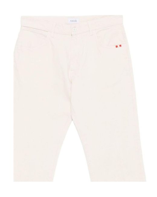 AMISH White Tricolor Stitching Jeans for men