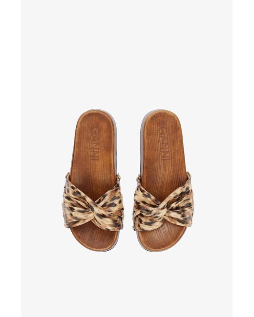 Ganni Brown Printed Tia Fairy Clogs
