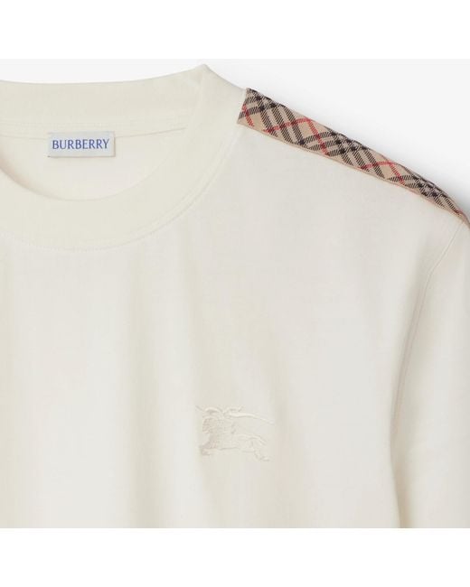 Burberry White Logo Embroidered Crewneck T-Shirt for men
