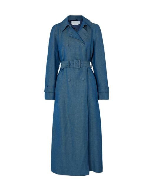 Gabriela Hearst Blue Braden Double-Breasted Trench Coat