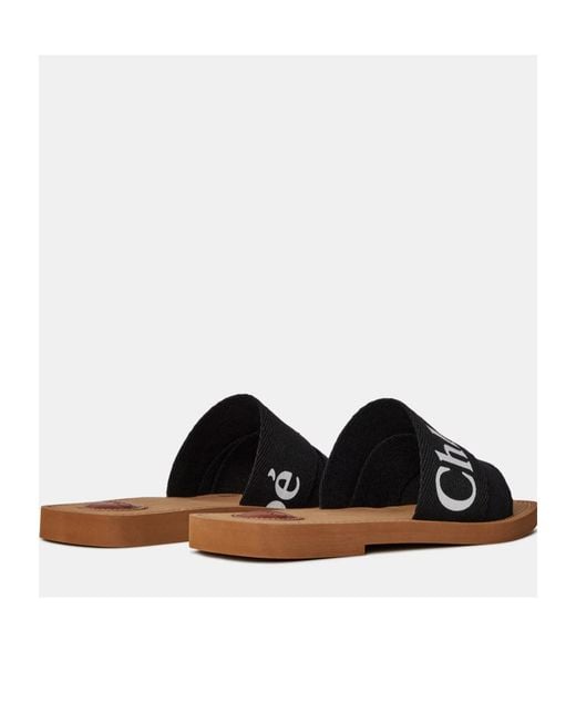 Chloé Brown Logo Slippers