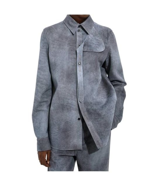 Bottega Veneta Gray Cloudy Suede Shirt