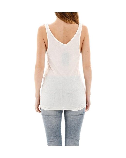 Saint Laurent White Sleeveless Ribbed Tank Top
