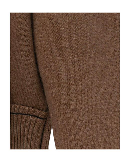 Sacai Brown Crew-Neck Logo-Plaque Jumper for men