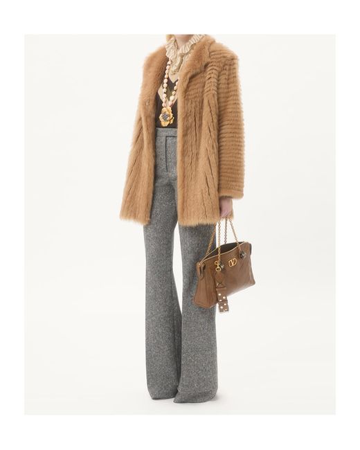 Valentino Brown Concealed Front Fastened Long-Sleeved Coat