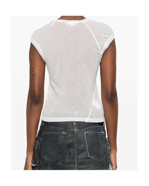 Helmut Lang White Twisted Sheer T-Shirt