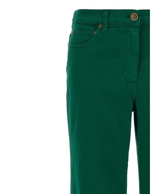 Etro Green Logo Patch Straight-Leg Trousers