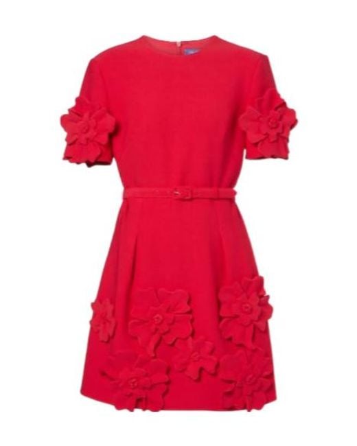 Leo Red Aurélie Floral-Appliqué Minidress