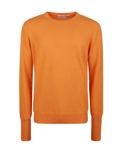 Ballantyne Orange Plain Stitch Sweater for men